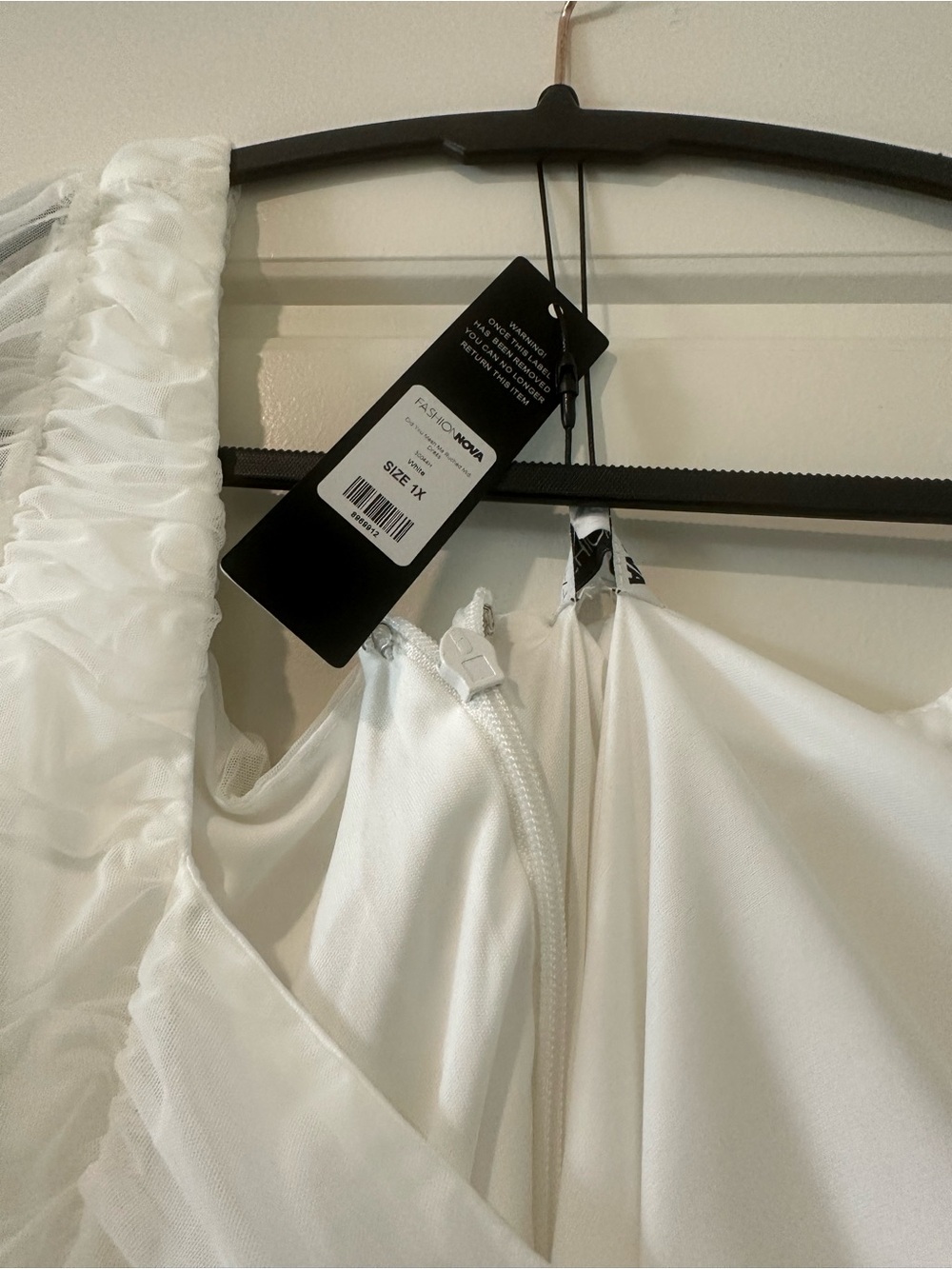 Fashion Nova White Ruched Sheer-Sleeve Midi Dress - Picture 3 of 3